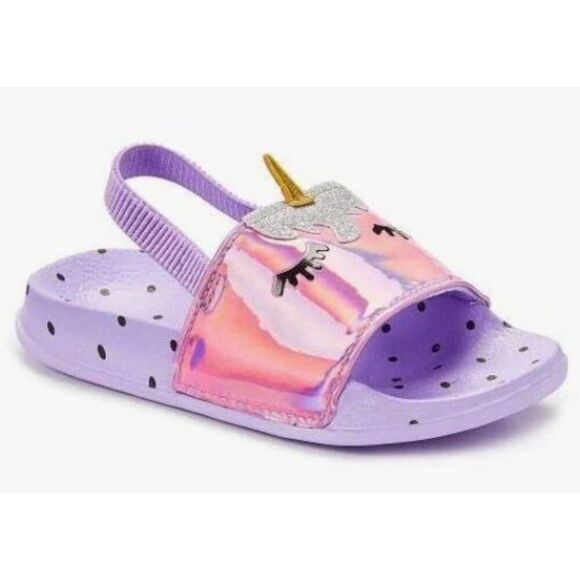 Toddler Unicorn Sandals Purple Polka Dot Sandals‎ Size 5/6 - Picture 1 of 3